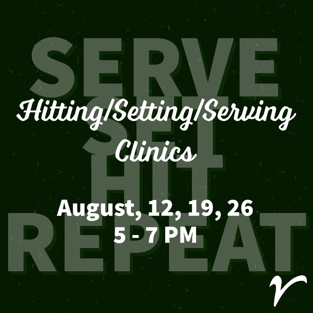 Victory is offering some more clinics this month to help players refresh volleyball skills before school tryouts. Mondays are our Hitting/Setting/Serving clinics for kids who want to improve their offensive play. Sign up online through our website today! #clinics #livetowin