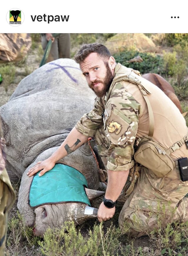 VETPAW's tweet photo. Fighting for the voiceless and protecting them from being poached is a dangerous undertaking and we accept the risks wholeheartedly.  #veterans #vetpaw #poaching #rhino https://t.co/vXFhsegj7b