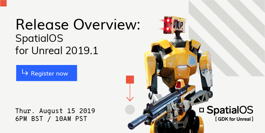 Improbableio's tweet photo. Our “Get Started” livestream series starts next week.

Join us to learn more about the new features in #SpatialOS for #Unreal 2019.1. Find out how you can develop and run your online #multiplayer game quickly and easily.

Don't miss it - register now: https://t.co/hroXbVraDH https://t.co/zcjDxrgGGU