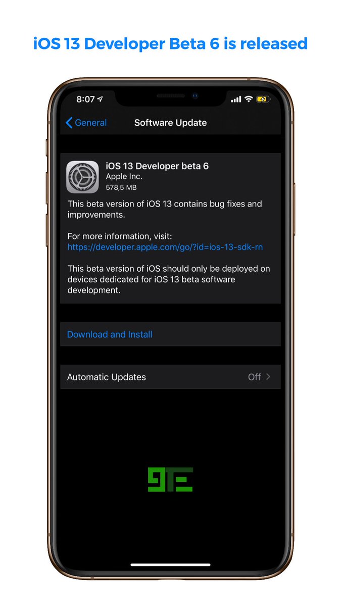 9techeleven's tweet photo. iOS 13 Developer beta has been released by Apple.
Update now if you have a developer account.
#apple #iPhone #iOS13Beta #iOS13DevBeta6 #iOS13Beta6 https://t.co/G7CwjcFqdi
