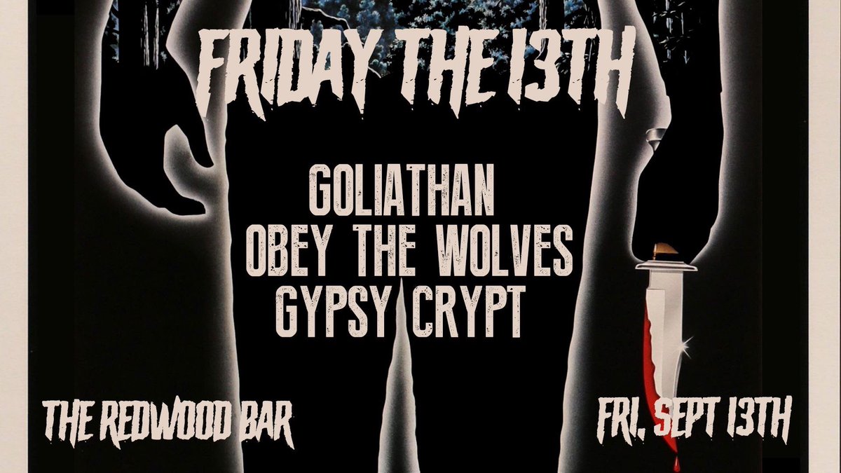 obey_the_wolves's tweet photo. Friday The 13th show coming on Sept 13th w/ @goliathansound &amp; #GypsyCrypt @theredwoodbar. We can’t wait!!!
#Fridaythe13th #horrorfan #psychrock #heavypsych https://t.co/i0DCZeO3c2