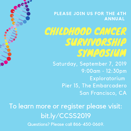 LLSGreaterBay's tweet photo. Please join us at the 4th Annual Childhood Cancer Survivorship Symposium on September 7th at the Exploratorium in San Francisco!
To learn more and register, please visit: https://t.co/RkotD4qmJU
 #Childhoodcancer #Cancer #bayarea #sanfrancisco https://t.co/38dBm9yl8v
