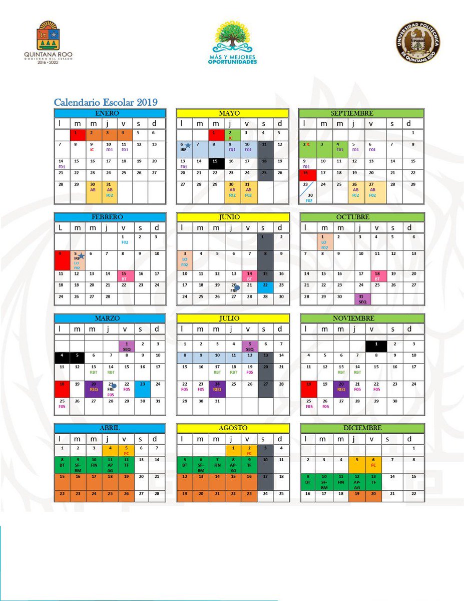 ISoftwareUpqroo's tweet photo. Calendario 2019.
Último periodo cuatrimestral septiembre-diciembre. https://t.co/H0B8NPAQPD