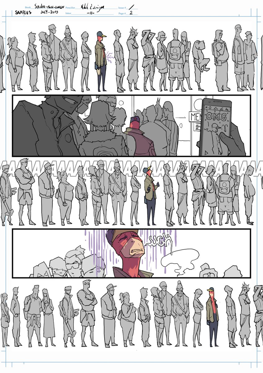 "We've all been there"
Oy oy!
FRESH new portfolio pages!
I know they're not IT yet but I'll get there eventually.
To see all the pages, go to my artstation link in the thread bellow
#marvel #spiderman