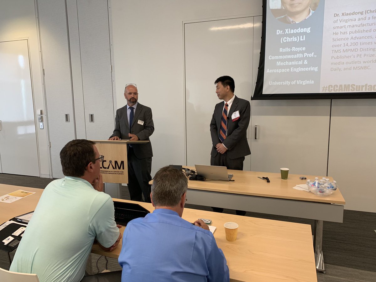 CCAM (@ccamva) on Twitter photo Dr Jaime Camelio introduces Dr Xiaodong (Chris) Li, Rolls-Royce Commonwealth Professor in Mechanical & Aerospace Engineering from UVA to talk about how machine learning enables surface coating process and quality control #CCAMSurface <a href="/UVAEngineers/">UVA Engineering</a> Dr Jaime Camelio introduces Dr Xiaodong (Chris) Li, Rolls-Royce Commonwealth Professor in Mechanical & Aerospace Engineering from UVA to talk about how machine learning enables surface coating process and quality control #CCAMSurface <a href="/UVAEngineers/">UVA Engineering</a>