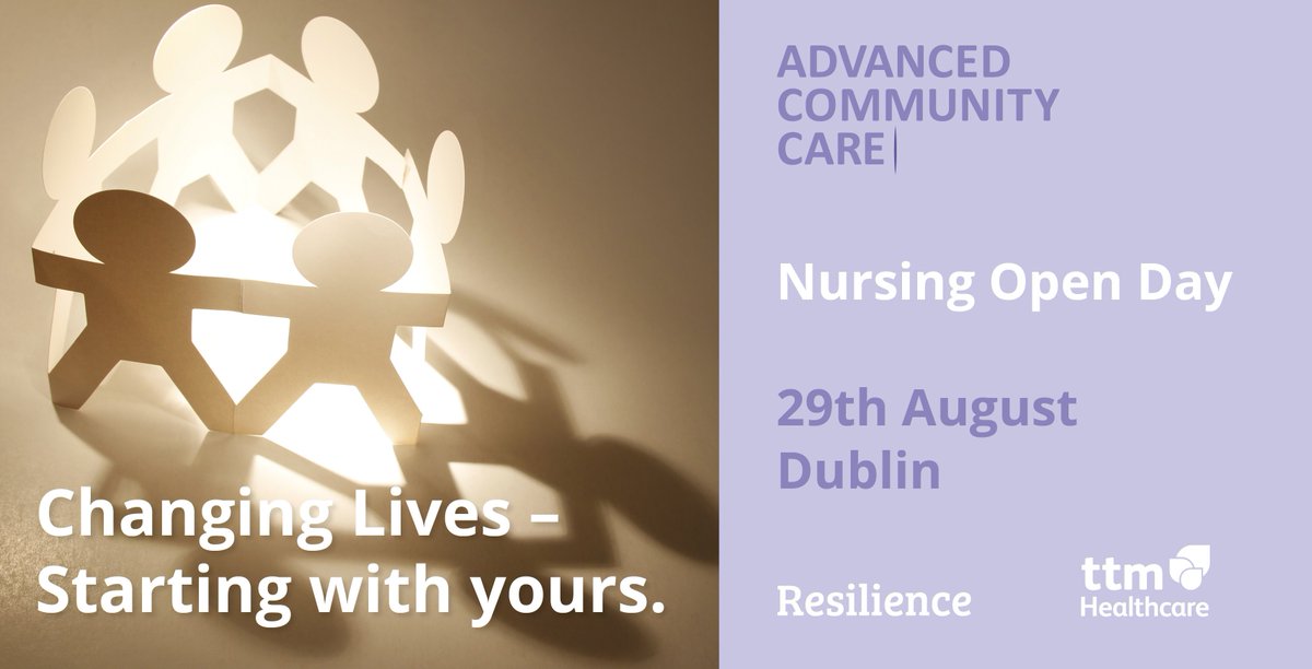Resilience_ie's tweet photo. Advanced Community Care #Nursing Open Day #Dublin 29th August. Register at https://t.co/tuQJ2OEJMi
Roles available on a full time, part time &amp; relief basis. 
Join us at an informal information session (8-10am &amp; 8-9pm) or recruitment day (11am-3pm) with interviews &amp; job offers https://t.co/7Ug0dOjKMQ