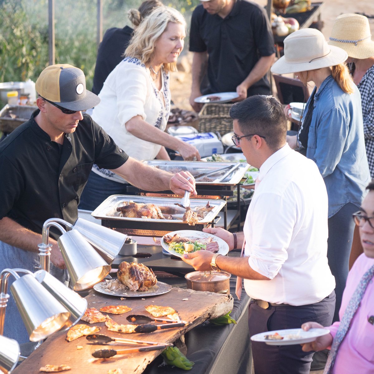 Get it while you can. Full service catering options available from @dangbrotherfire. The meal and experience is centered around the fire. An elevated dinning experience that guests will not forget.