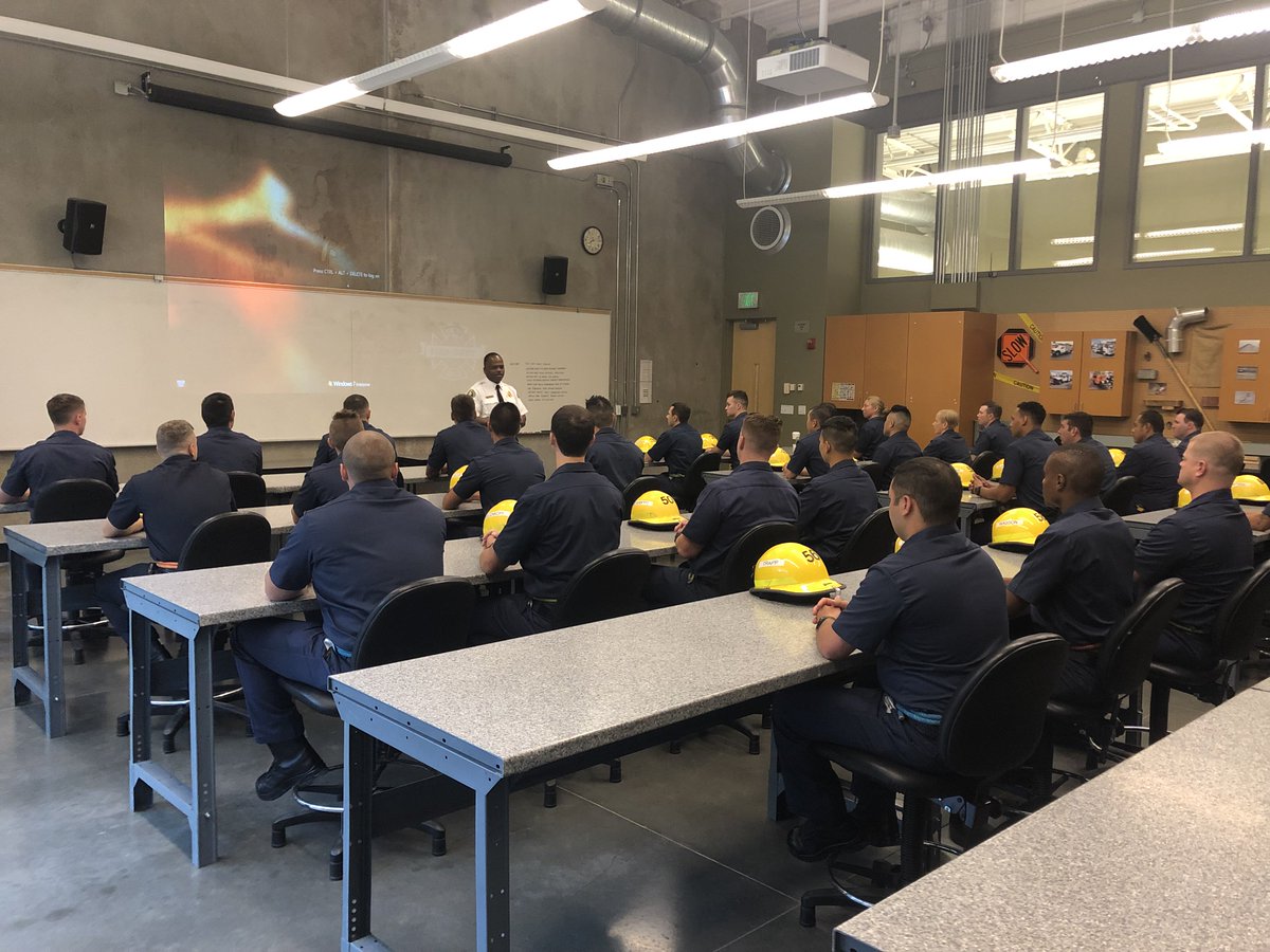 SeattleFire's tweet photo. This morning Chief Scoggins welcomed 29 new recruits to the Seattle Fire Department. Their 15.5-week journey of completing a very challenging recruit academy begins today. Welcome Class #111, to the best career in the world. #SeattleFire #RecruitAcademy #Class111 https://t.co/zFdKMcTbA9
