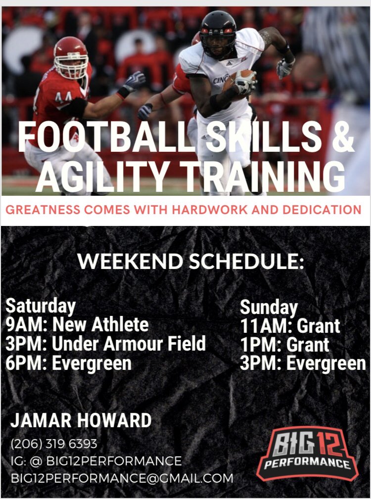 B12PFootball's tweet photo. Now That Football Is In, Iβll Only Be Training On The Weekends. So The Weekend Schedule Will Be The Same But No Week Days. Pricing Will Also Be A Little Different As Well And Iβll Have That To You Guys Tonight. πβ‘οΈ #Big12performance https://t.co/BAqbGjbq2C