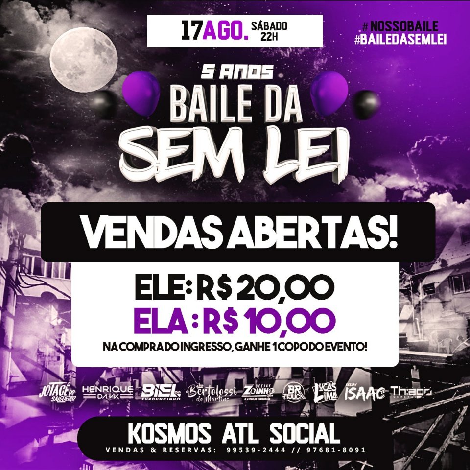 Vicksorriso22's tweet photo. 🎟️INGRESSOS DA SEM LEI A VENDA! 🎟️

• MASC.: $20,00 
° FEMIN.: $10,00 

(NA COMPRA DO INGRESSO GANHA 1 COPO MAGNÍFICO 🥤)

📲CHAMA NA DM OU WPP 990964734

@2gSouza 
@pqpkell02 https://t.co/03roSkijtZ