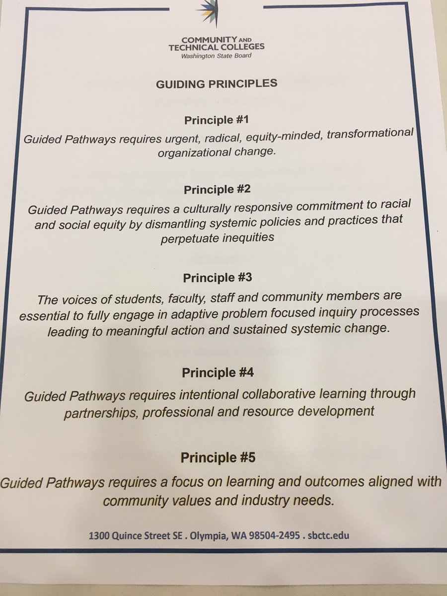 meikled_john's tweet image. Great framing statements and principles on importance of racial, social, economic justice from @SBCTCWashington #guidedpathways advisory council