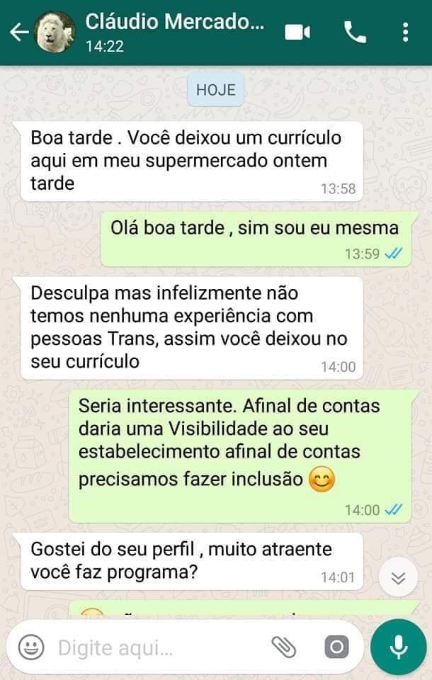 RayNunes40's tweet photo. Uma garota trans deixou um currículo em um supermercado e olha a resposta do dono do supermercado.#trans #lesbica #gay todos tem o direito de trabalhar e ser feliz. https://t.co/7dKawnmtDZ