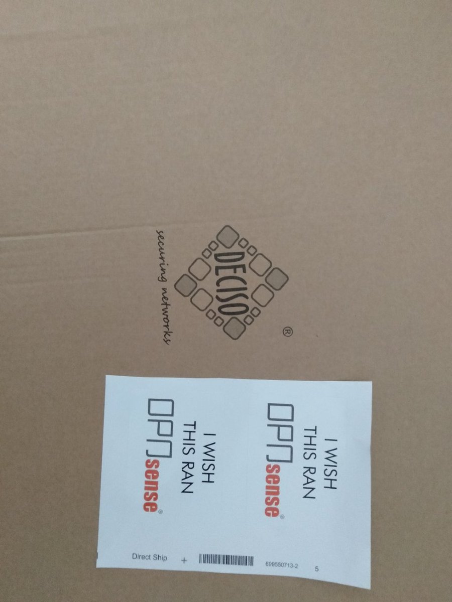 PerlDean's tweet photo. Nice promo stickers from https://t.co/2XR7XqaE4t with new @opnsense OPNsense firewalls from @Deciso_tweets #swag https://t.co/nE6JKo0Q4C