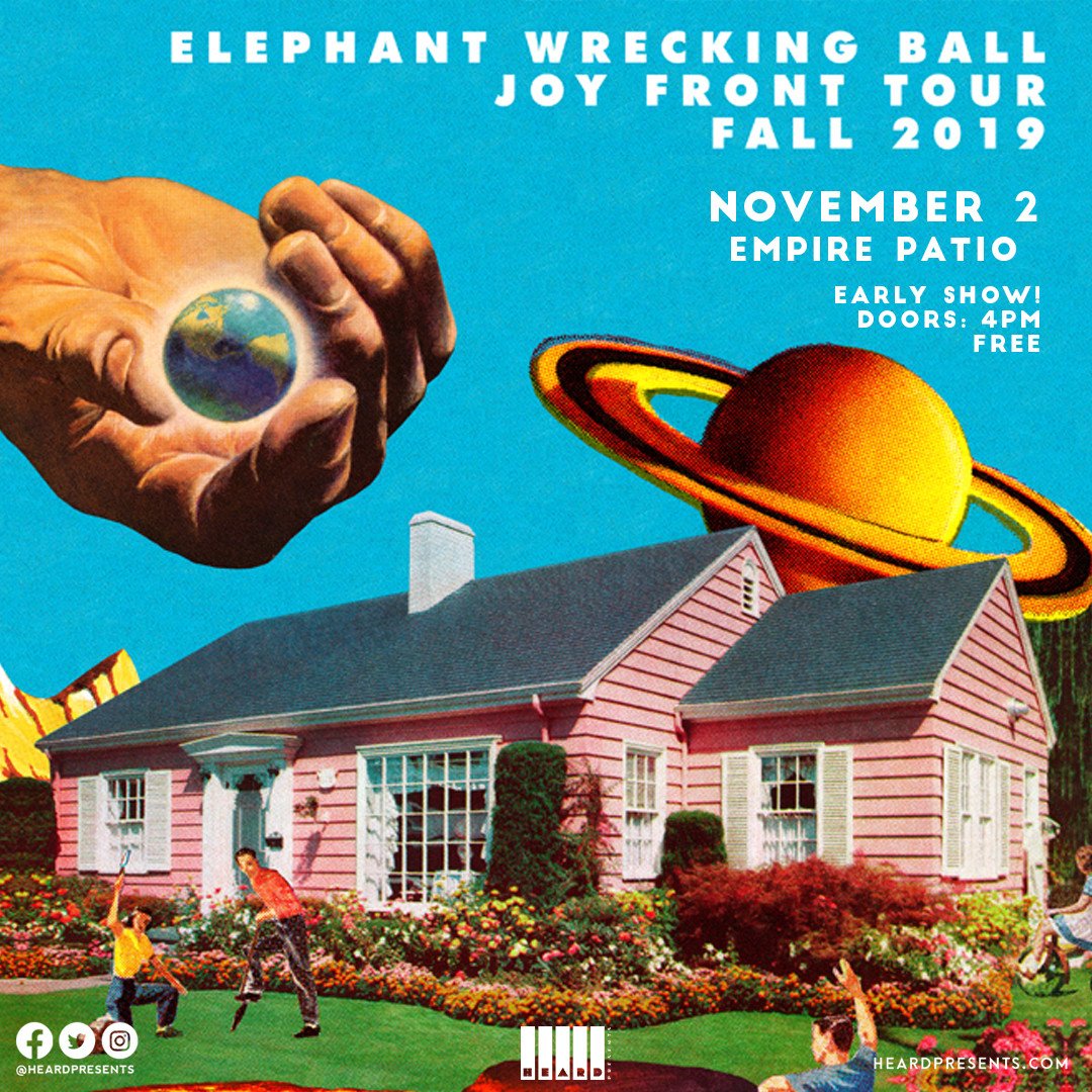HeardPresents's tweet photo. ★ FREE SHOW ★

#HeardPresents Elephant Wrecking Ball (@E__W__B) for FREE on the @EmpireATX Patio on Saturday, November 2nd! Early show, doors at 4pm.

FACEBOOK
☞ https://t.co/7JQPwUTM7K
ENTER TO WIN A $20 BAR TAB ON @Do512
☞ https://t.co/GRSvt0IWRE https://t.co/4T8MdV5Bx6