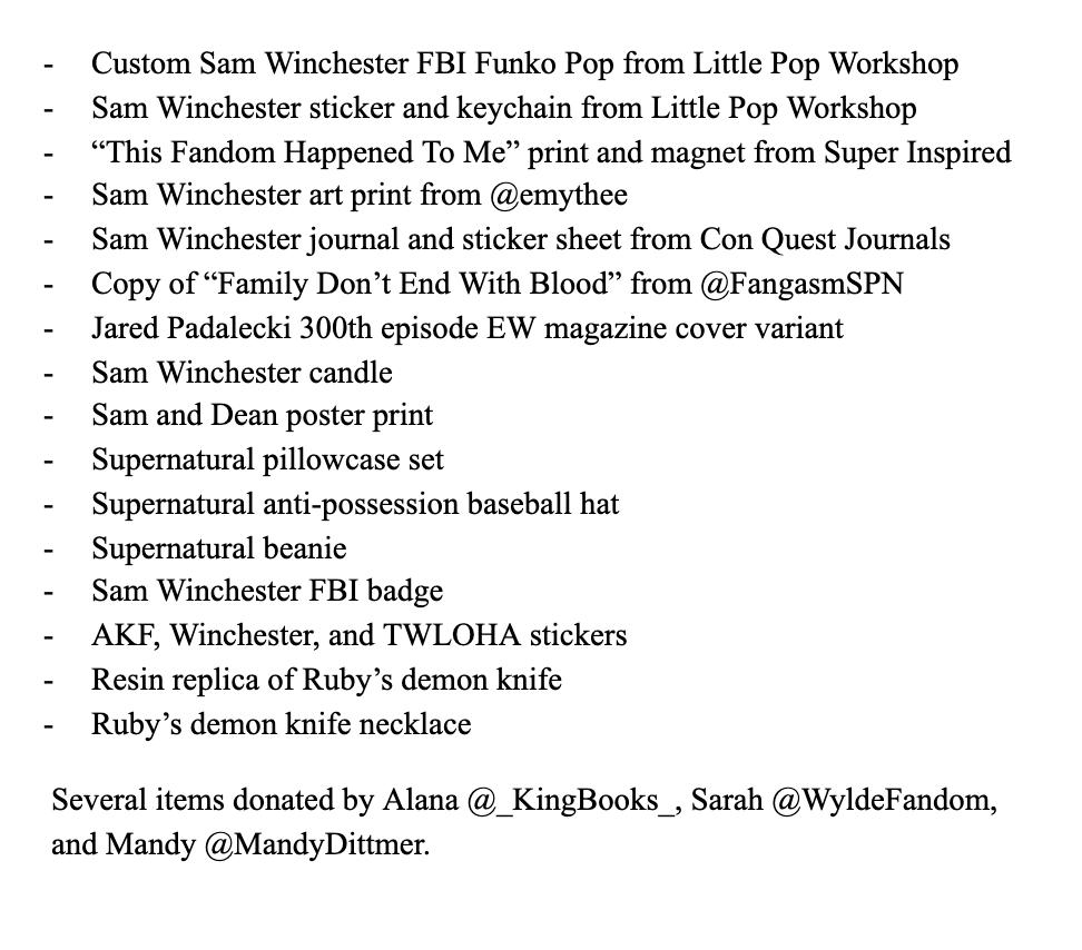 SPNSummer2020's tweet photo. We are so excited to announce our next giveaway which is Sam Winchester themed! The giveaway is international and will run through August 16th! For a full list of items and artists, see below. To enter, click here: https://t.co/uTLkE3qMHY https://t.co/IEyzjdr3UL