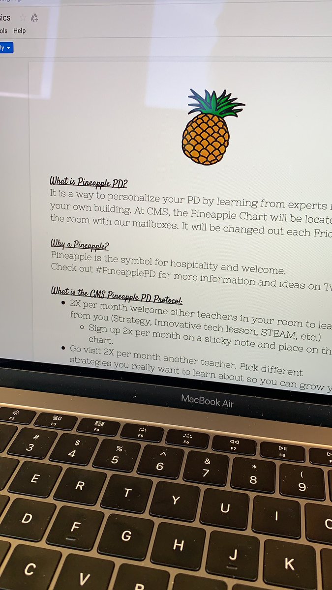 kcmteach's tweet photo. Pineapple PD is going to be spectacular! Learn from the best! #EmpowerCMS #CMSGameReady #DLPCoaching @jenajonescms @jackscms @Ash2teach09 https://t.co/fN8LQuYlK8