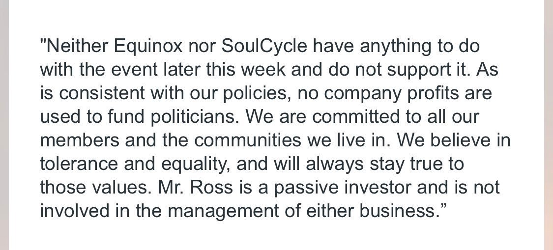 TheAdvocateMag's tweet image. UPDATE: A spokesperson for @Equinox &amp;amp; @SoulCycle issued the following statement to The Advocate defending its LGBTQ record and labeling Stephen Ross a "passive investor": bit.ly/2MPR4gV