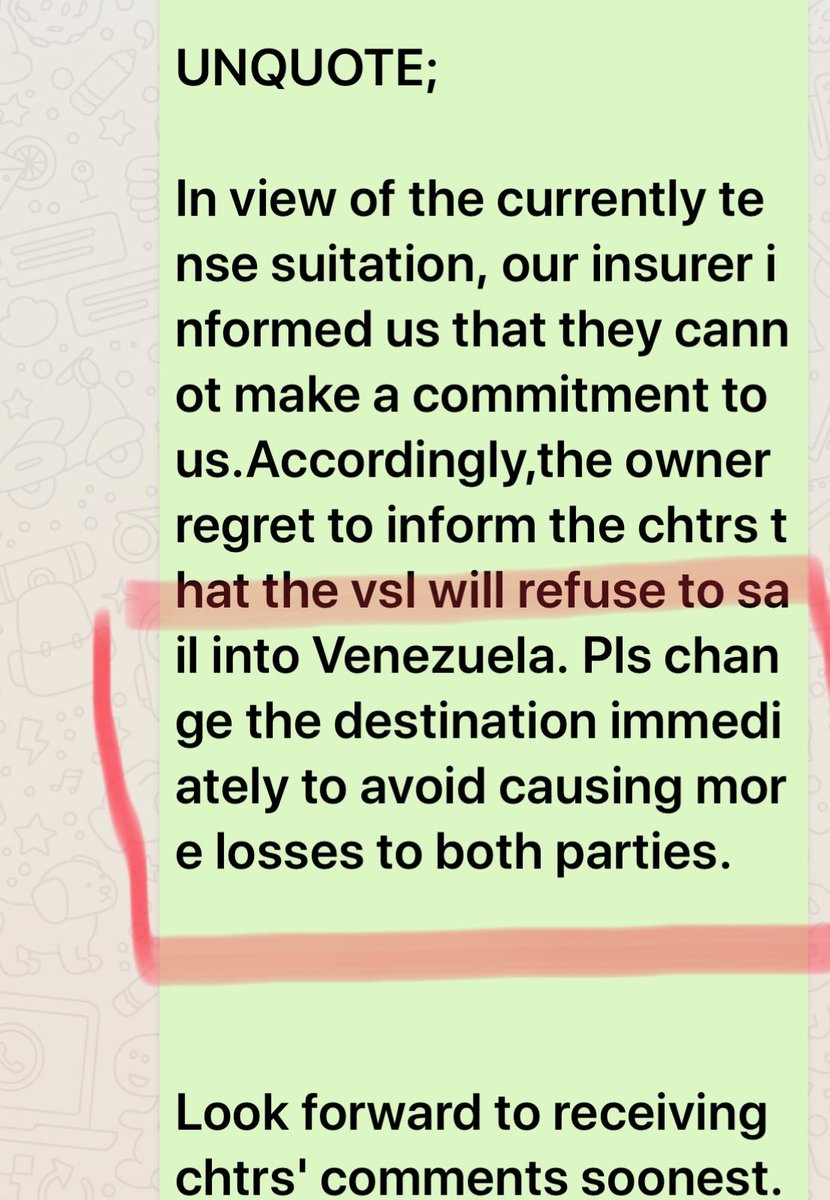 delcyrodriguezv's tweet photo. Esta en la nota que recibe el proveedor de tortas de soya donde se le exige cambiar el destino inmediatamente. El buque que se encuentra en el Canal de Panamá no podrá venir al destino previsto: Venezuela! #TrumpUnblockVenezuela https://t.co/NW0PP1nFAa