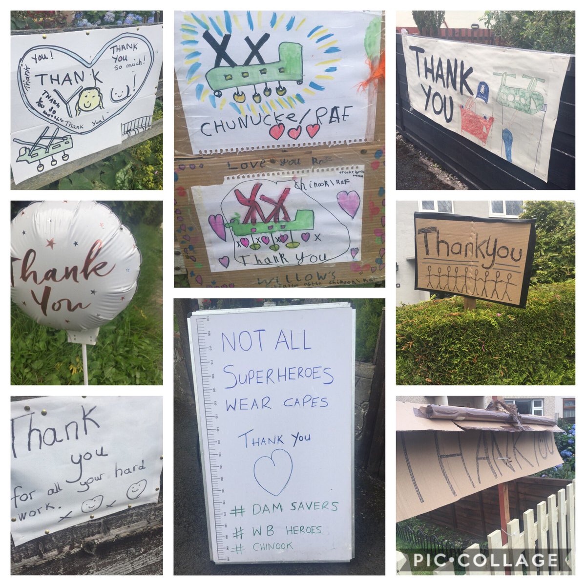 Some touching tributes left by residents of #WhaleyBridge thanking all of the emergency services &amp; partners responding to the incident at Toddbrook Reservoir. In addition to these signs we have received numerous messages of thanks &amp; support and we are all touched by the kindness.