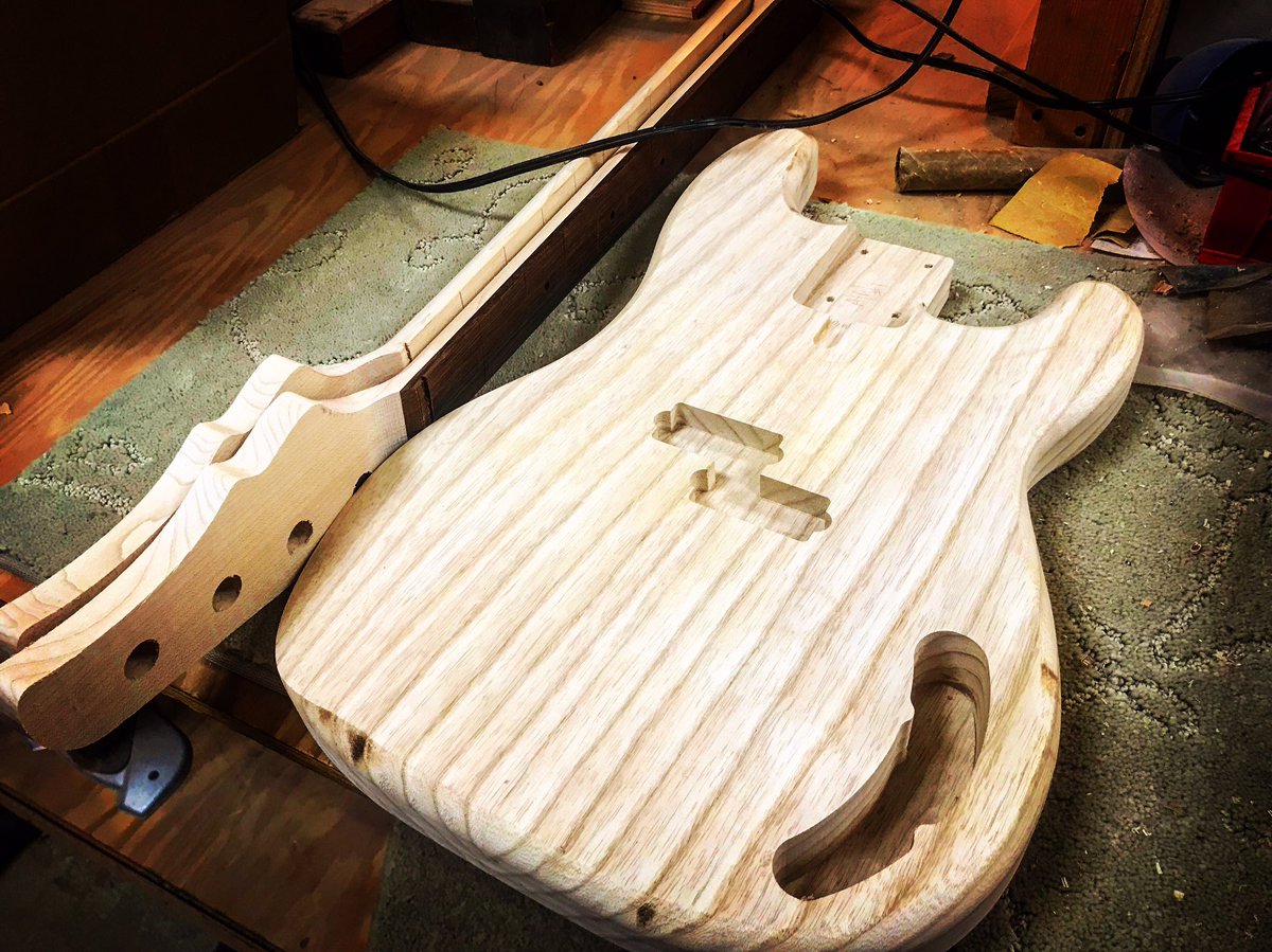 A new gorgeous  #CareyNordstrand #NordyBass #NP4 in the works!!! #thebasshang #stevearaujo #bass #pbass #precisionbass <a href="/NordGuitar/">Carey Nordstrand</a>