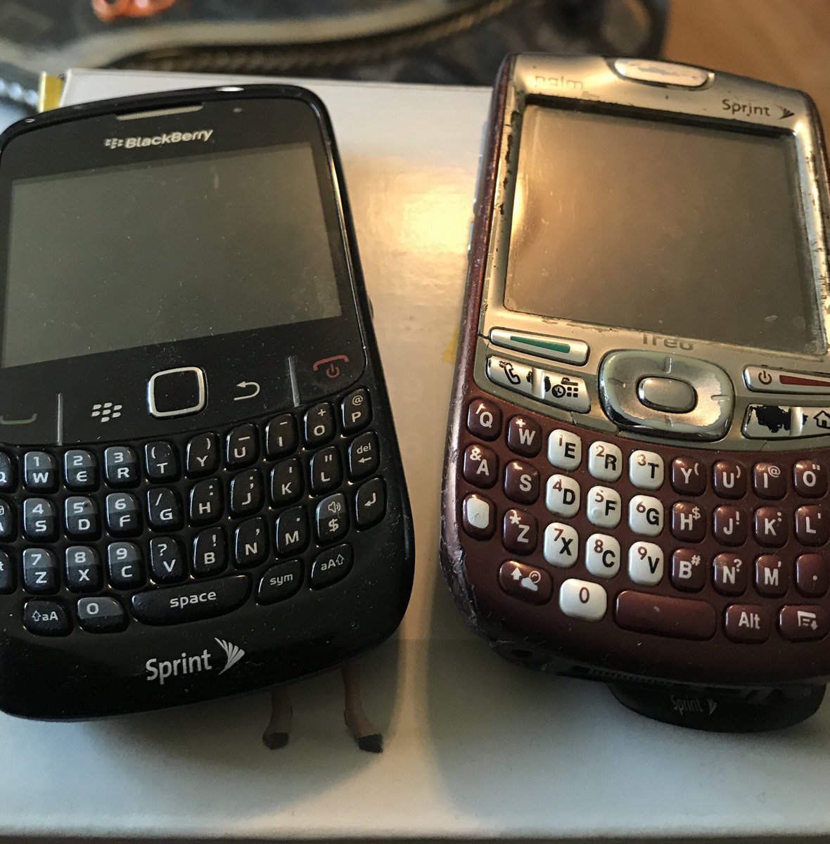 Found these treasures! Remembering when life was simpler. #backintheday #palmtreo #blacberry #kickinitoldschool #TransferRiskToMarilyn