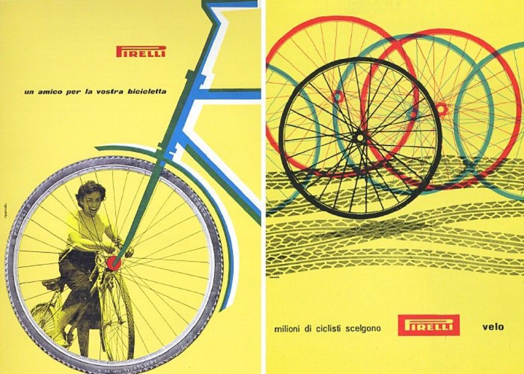 DesignApplause's tweet photo. #FontSunday 'A Friend for your Bicycle' (1955) and 'Millions of Cyclists choose Pirelli' (1957) – Print Ads for #Pirelli designed by Bob Noorda.
@DesignMuseum #RideLondon #PRL100 #PRLClassique #Design #Illustration #GraphicDesign #Advertising
👀👏🎩 rt @MHD_Studio https://t.co/ulzqpaMjFm