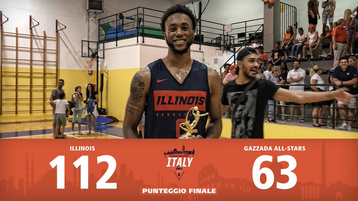 IlliniMBB's tweet photo. The #Illini improve to 2-0 in Italy. 

@alangriffin_ (31 pts) named game MVP https://t.co/AqGY073qhk
