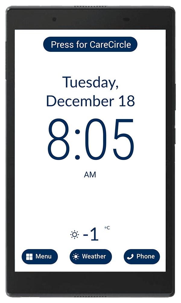 RoutinifyCares's tweet photo. The Routinify WellAssist™ platform is designed with clients in mind. Consultation with aging adults led to the home screens for our Smart Display featuring date, time, &amp; local weather, all designed in chosen font and colours. Just another way we enhance the user experience. https://t.co/gL7dgB1DO6
