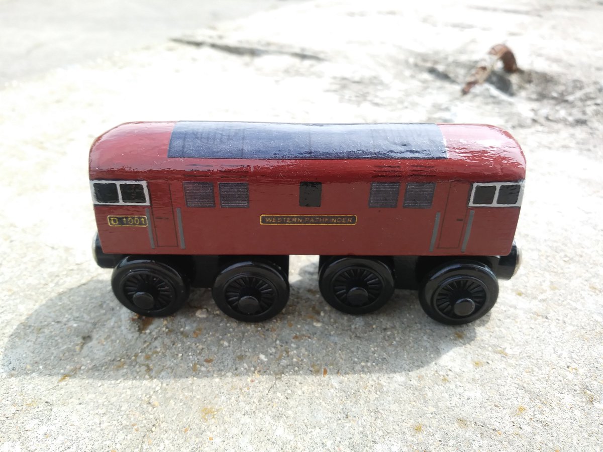 ModelsThomas's tweet photo. Here is my version of the Class 52 from "Bluebells of England." Special thanks to my good friend @ConnorJonasR for doing all the research into his basis. Thanks to Connor, we now know that his number is D 1001 and his name is Western Pathfinder. https://t.co/elYyw2CaV9