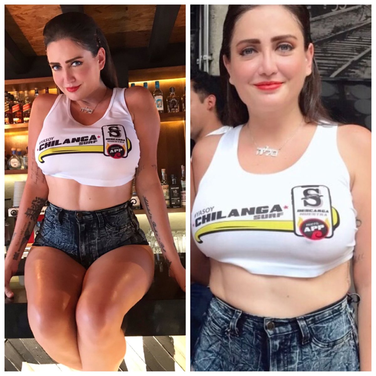 El_Martz's tweet photo. @CeliLoraOficial #sacalospozolescelia expectativa vs realidad. Se maman con el Photoshop @ChilangaSurf 😂😂😂

Cómo cree que estás // Como en realidad estás https://t.co/VP1wzaerrF