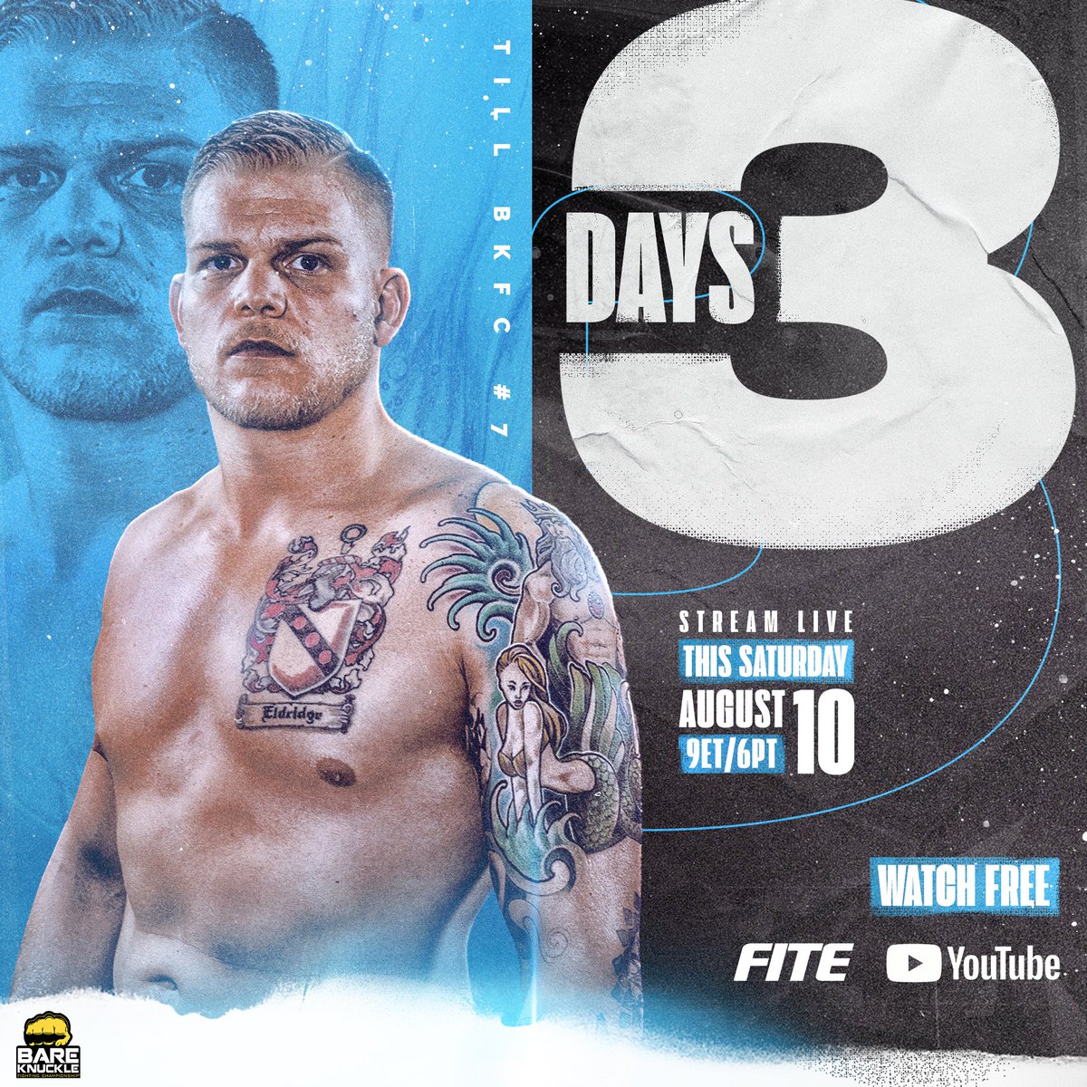 👊 3 DAYS until <a href="/bareknucklefc/">Bare Knuckle FC</a>! 👊 Get your tickets here: bit.ly/2TduAav 👊