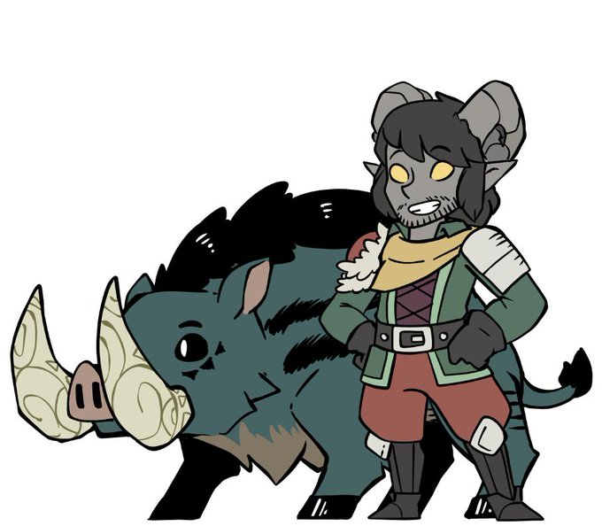 cute boar and tiefling
