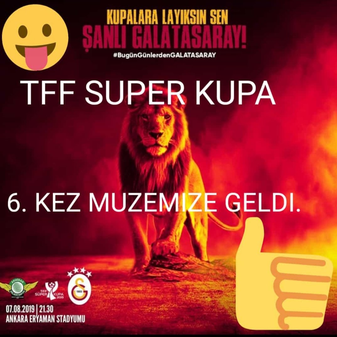 kamiltuzunel's tweet photo. #tff #superkupa 6.KEZ #galatasaray 'imizin #muzesinde #aslanlar #akhisarsporu 1-0 #maglup #ederek #tffsuperkupa yi #kazandik https://t.co/gvJhdTCWkI