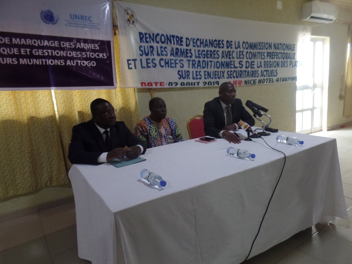 odaunrec's tweet photo. 07/08/19 launch of awareness campaign of Arms marking process in #Togo, in the central region #Atakpamé in the presence of the president #ComNat Togo and the Dir. of #UNREC, and chaired by the prefect of the region. Implemented with the financial support of the State of #Japan https://t.co/lZAe9XI86U