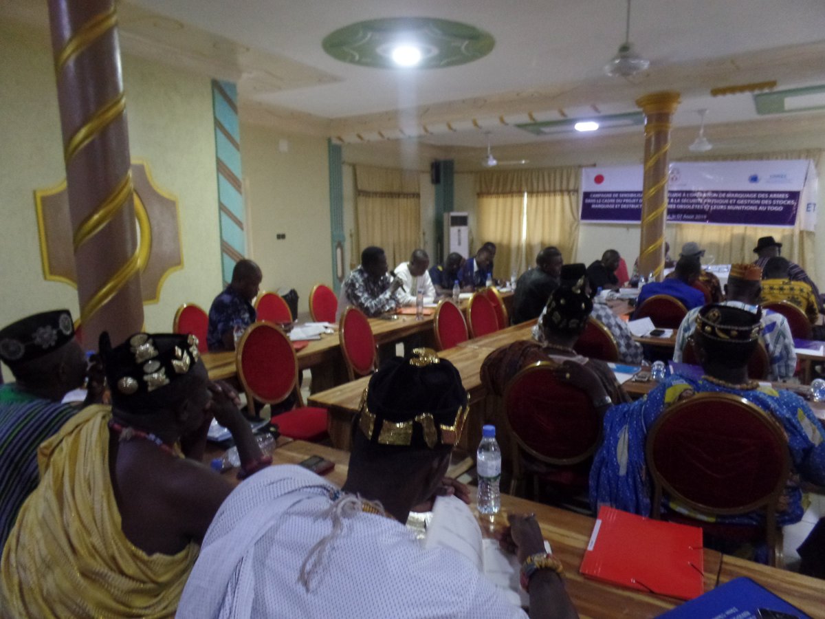 odaunrec's tweet photo. 07/08/19 launch of awareness campaign of Arms marking process in #Togo, in the central region #Atakpamé in the presence of the president #ComNat Togo and the Dir. of #UNREC, and chaired by the prefect of the region. Implemented with the financial support of the State of #Japan https://t.co/lZAe9XI86U