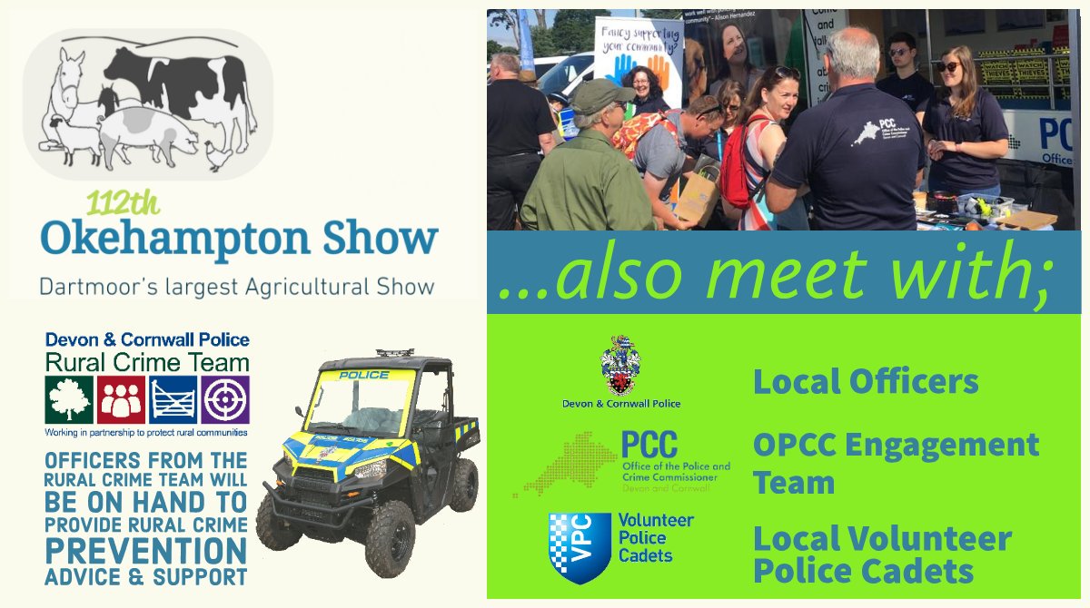 More #Engagement tomorrow, this time at <a href="/OkehamptonShow/">Okehampton Show</a> discussing all things #RuralCrime. You can also meet with officers from @OkehamptnPolice, <a href="/DC_Police/">Devon & Cornwall Police</a>Cadets &amp; <a href="/DC_PCC/">Devon & Cornwall PCC</a> offering #connectivity to visitors of all ages. You are never too young or too old to matter to @DC_Police!