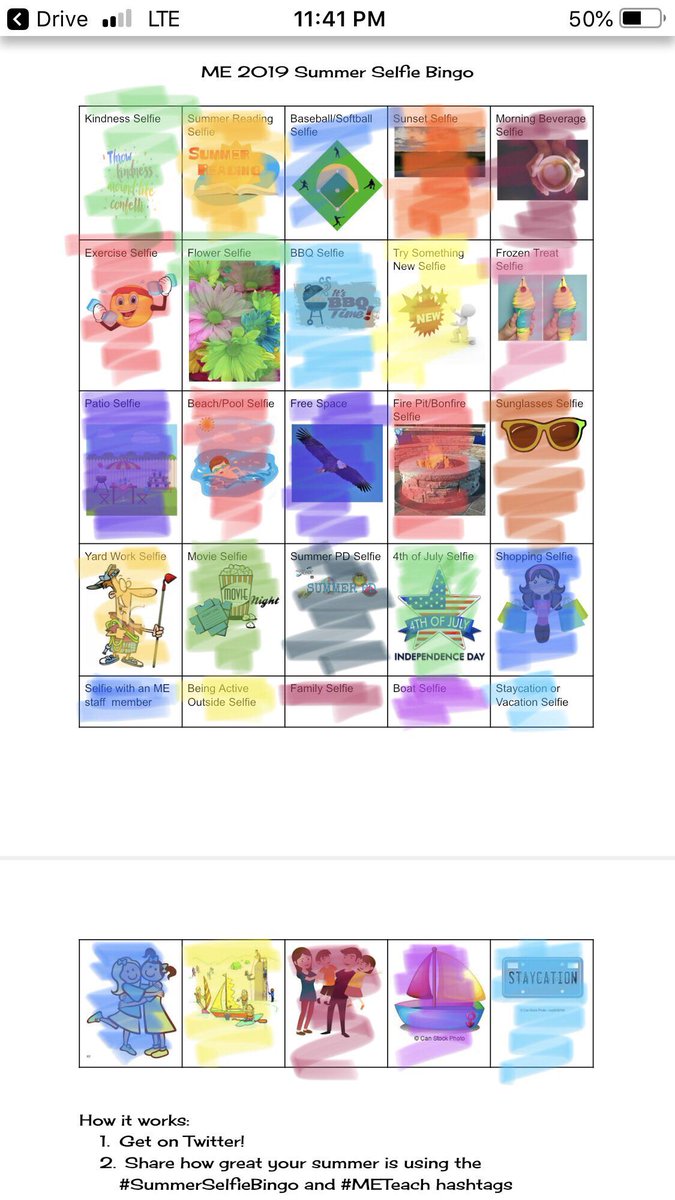 The moment a picture you’ve opened and edited for months is actually complete and Twitter allowed you to tweet! #MeTeach #SummerSelfieBingo