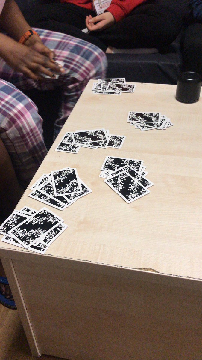 flat__6's tweet photo. Cards  game every night in flat 6😭 https://t.co/kwpWeZr3qS