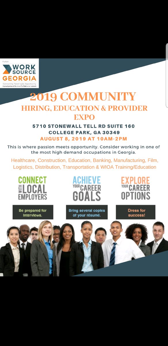 mlksrcrc's tweet photo. Opportunity knocks! Worksource Fulton is hosting their 2019 Community, Hiring, Education & Provider Expo on Thursday, August 8, 2019
from 10:00 am to 2:00 pm. See attached flyer for more details.
#mlksrcrc #worksourcefultonโ https://t.co/r98YKitNuK