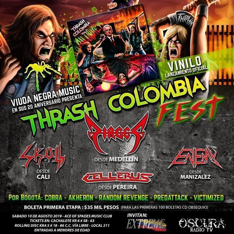 ColoniaRec's tweet photo. @Vnegramusic celebra sus 20 años con el Thrash Colombia Fest con presentaciones de 
#Dirges @ENEMYTHRASH @CobraSpeedMetal @Predattack_FM @Cellerus 
@akheron_metal @RandomRevenge1 @skullspeedmetal @Victimized12

Este sábado 10 de agosto en Ace of Spades Club, Bogotá https://t.co/iiYO1XMJzv