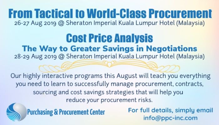 Procurement_Ctr's tweet photo. Check out our highly specialized programs happening this end of August about...
https://t.co/dFAlcEqUjt From Tactical to World-Class Procurement AND https://t.co/409JT14lPJ Cost Price Analysis-The Way to Greater Savings in Negotiations. For more details, email: i… https://t.co/YX8OQvhmE1