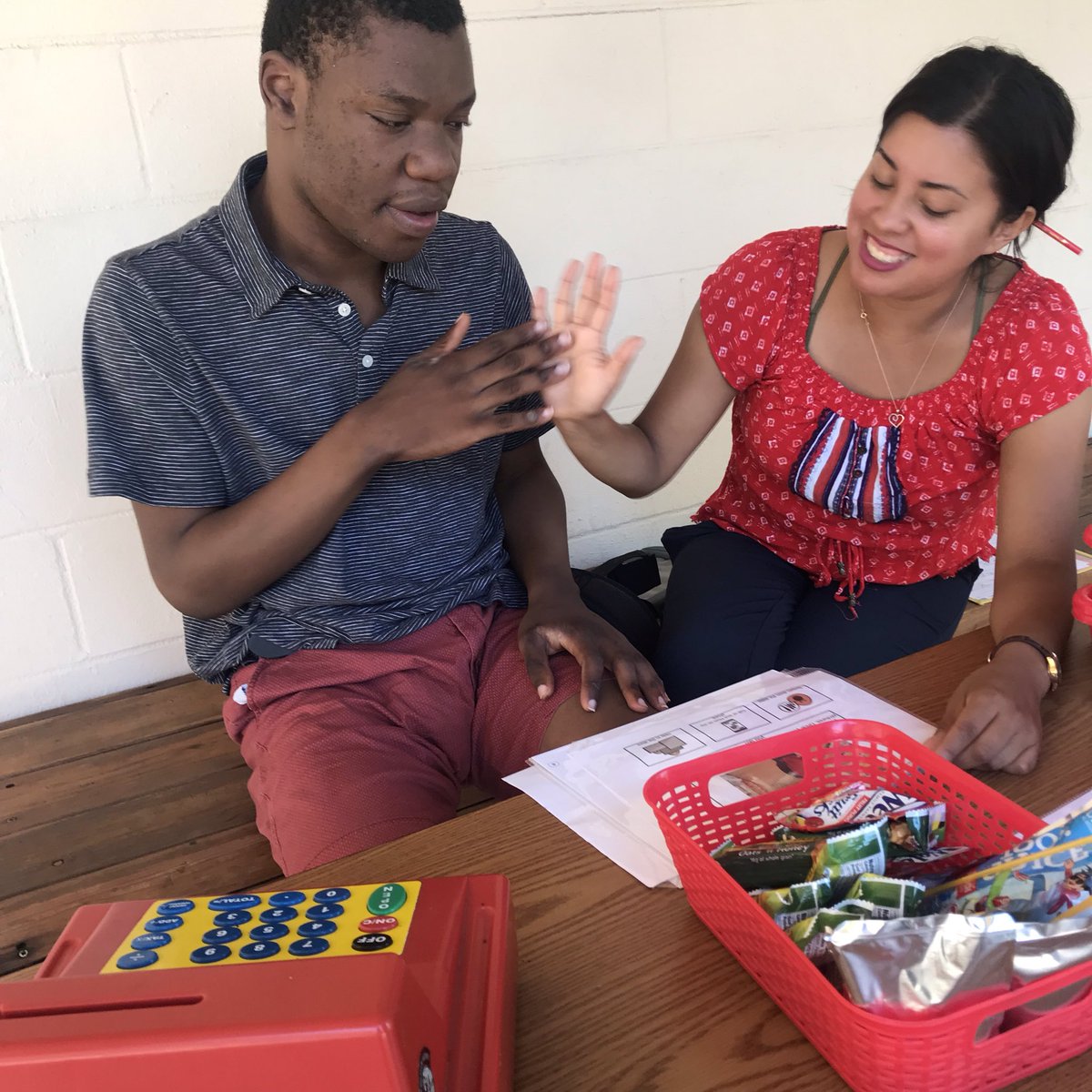 MorganAutism's tweet photo. We are so excited that the "MAC Store" in Room 3 is selling healthy snacks every day this summer. Thanks Room 3 for coming up with a creative way for students to practice shopping and counting money without having to leave campus. 
#morganautismcenter #autism #specialeducation https://t.co/hbqkEWGhje