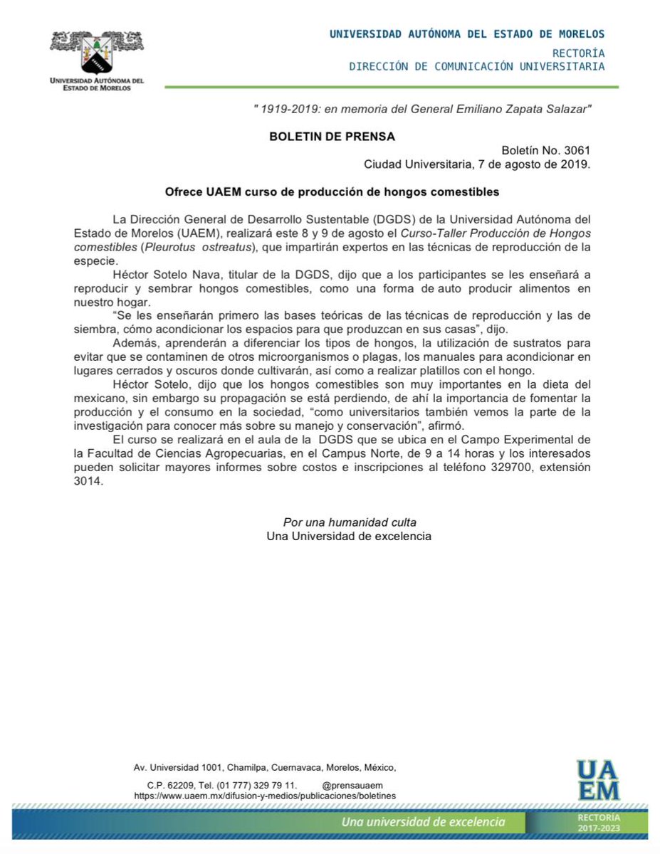 prensauaem's tweet photo. #BOLETIN Ofrece #UAEM curso de producción de hongos comestibles @uaemorelos https://t.co/hJU3FUczhT https://t.co/k56hL8Jv0P