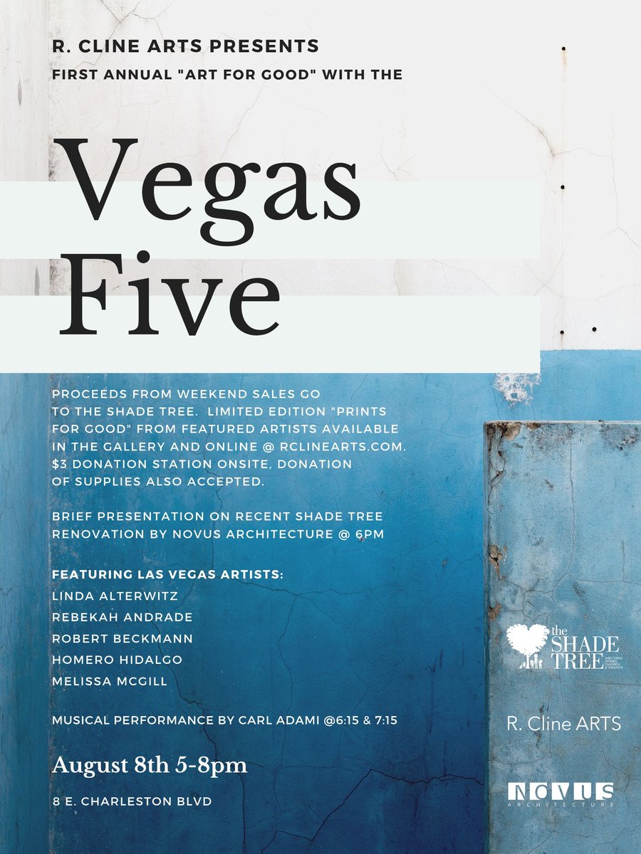 Please join us tomorrow from 5-8 for a great art event supporting the Shade Tree Las Vegas.