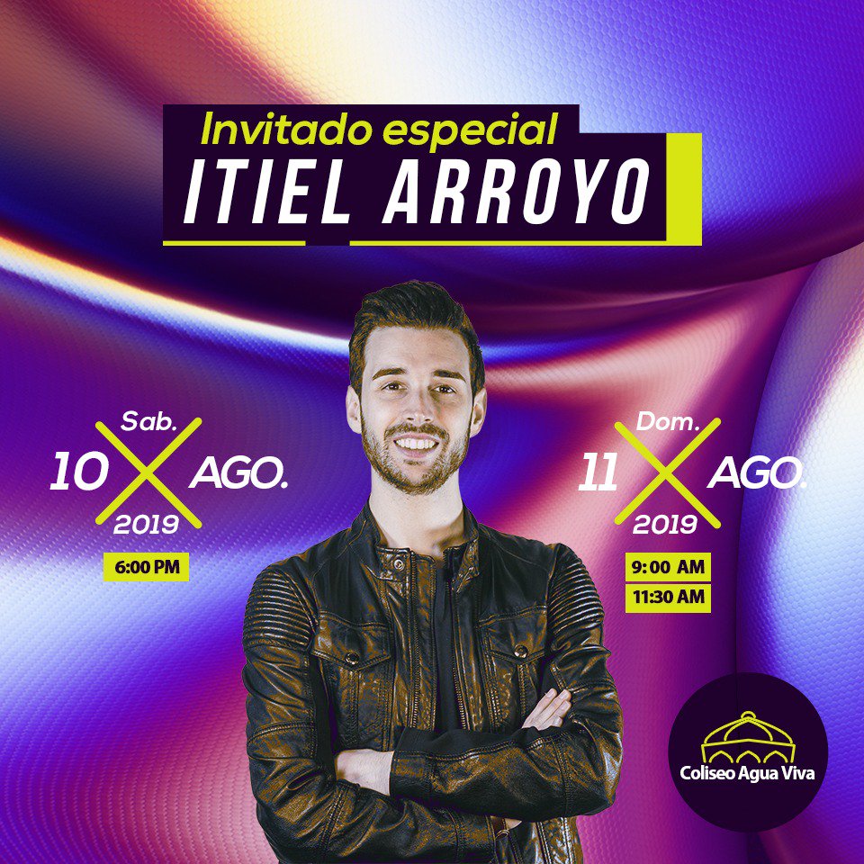 NextAVOficial's tweet photo. Este sábado en nuestras reus de nuestra sede central, tenemos como invitado especial al Ps. @Itiel

Te esperamos a las 6pm en el Coliseo Agua Viva.

¡El ingreso es libre, pasa la voz y ven con un invitado! 😎 https://t.co/1Qp4om4oXX