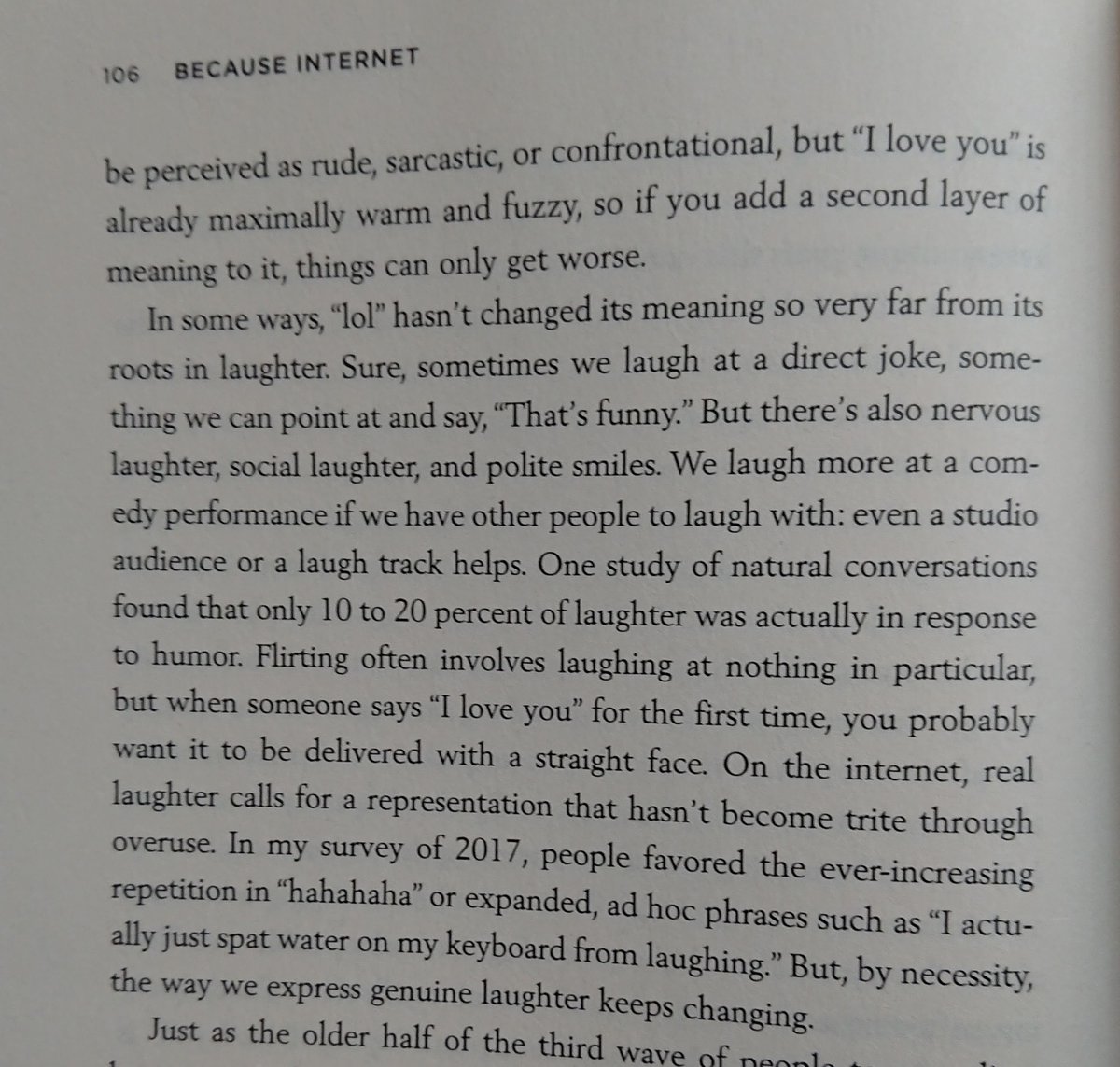lisaeckstein's tweet image. On whether or not we&apos;re laughing on the internet, 2019 vs 1996. First, #BecauseInternetBook by @GretchenAMcC: