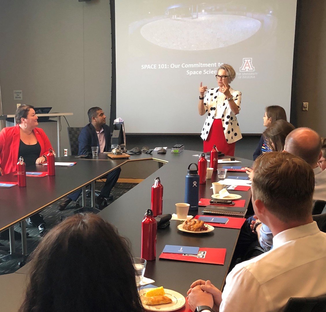uazresearch's tweet photo. Thank you to the Congressional staffers from across AZ who came to learn about @uarizona’s #innovativeresearch in space sciences—from photographing #Mars to studying ocean winds from space for better #weatherforecasting, @UAresearch is making an impact! https://t.co/IzeClmDa2u https://t.co/u96zQ2nNe9