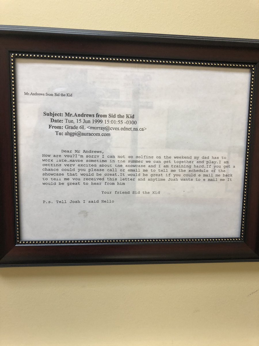Andrews Hockey (@andrewshockey1) on Twitter photo As seen on our wall of fame at the office... this e-mail from βSid the Kidβ to <a href="/thehockeyprof/">Allan Andrews</a> in 1999 when Sidney was an Andrews Camper! Happy Birthday, Sid! Thanks for being an inspiration to so many. As seen on our wall of fame at the office... this e-mail from βSid the Kidβ to <a href="/thehockeyprof/">Allan Andrews</a> in 1999 when Sidney was an Andrews Camper! Happy Birthday, Sid! Thanks for being an inspiration to so many.