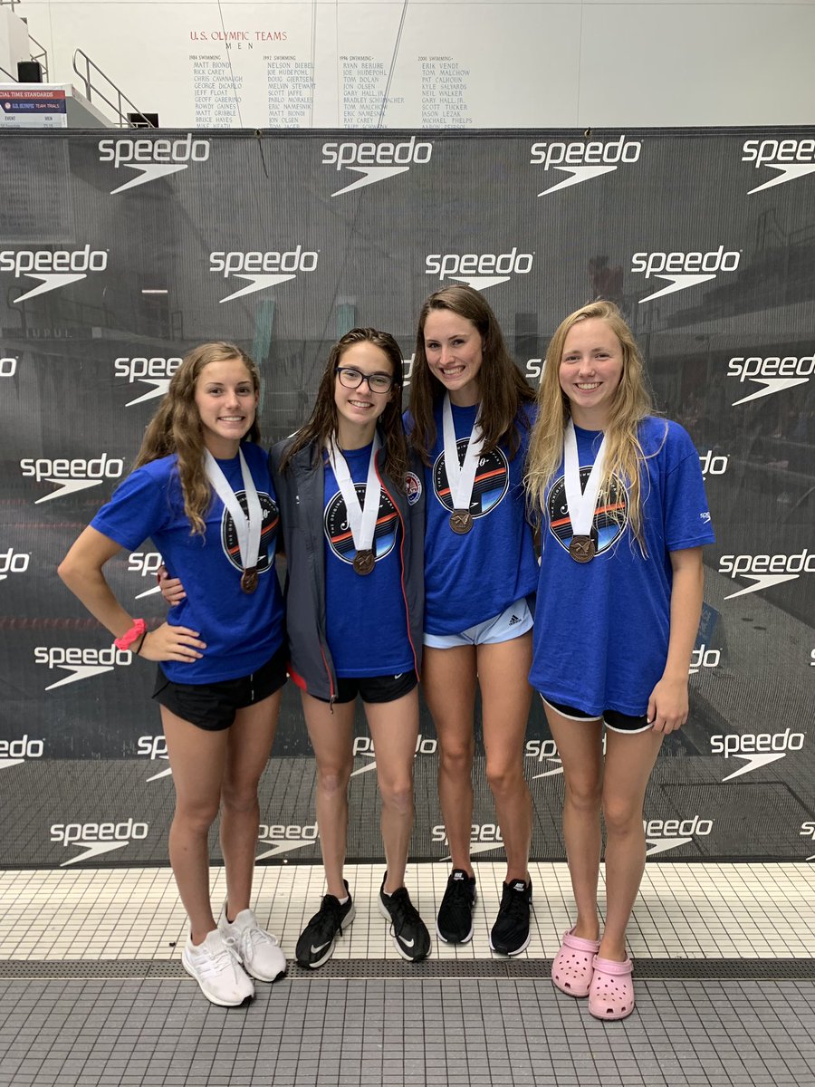 NCAPswim's tweet photo. The girls 200 free relay of Sebring, Spink, Shackelford, and Dicks finished 3rd!!! https://t.co/Y3kGFX4ElO