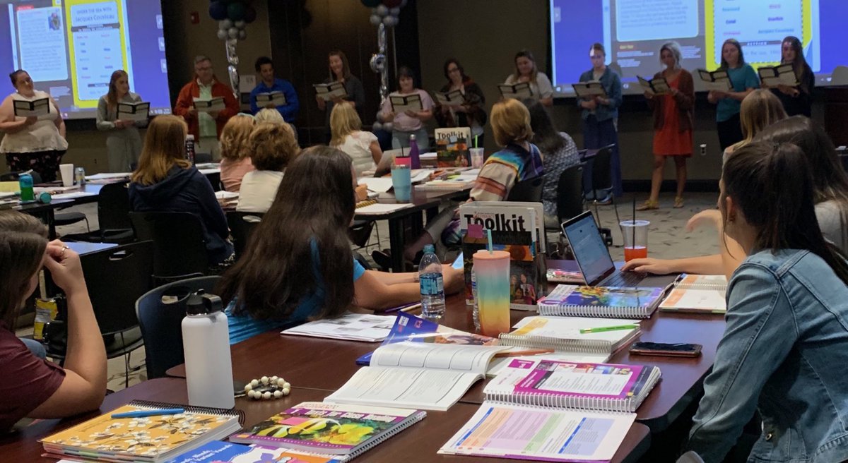 b_andrewsbec's tweet image. New teachers to Edmond, Oklahoma are enjoying Reader’s Theater! #BenchmarkEd